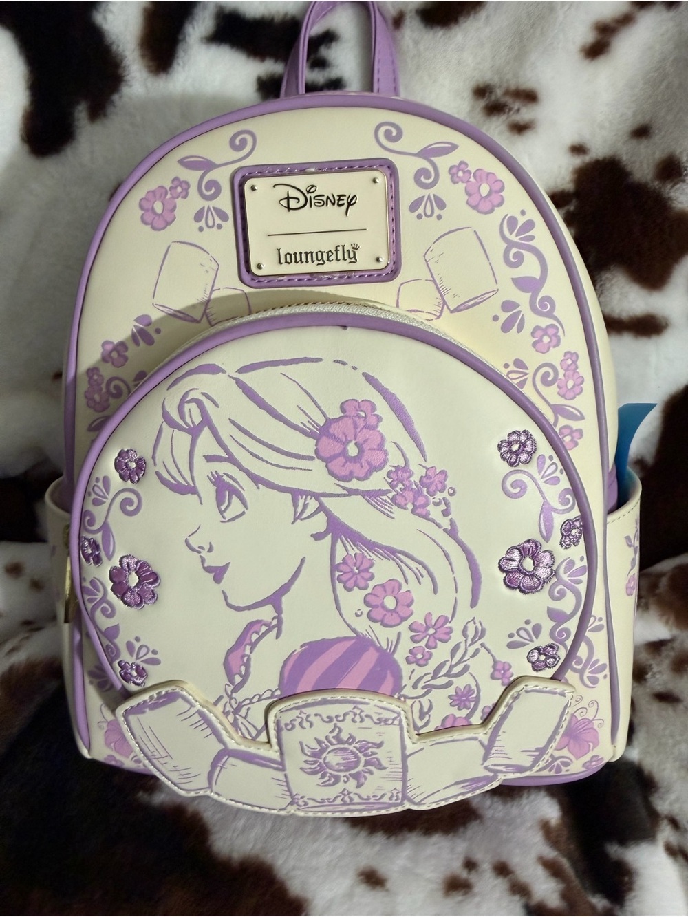 Loungefly Disney Mini Backpack in Cream and Lilac Floral